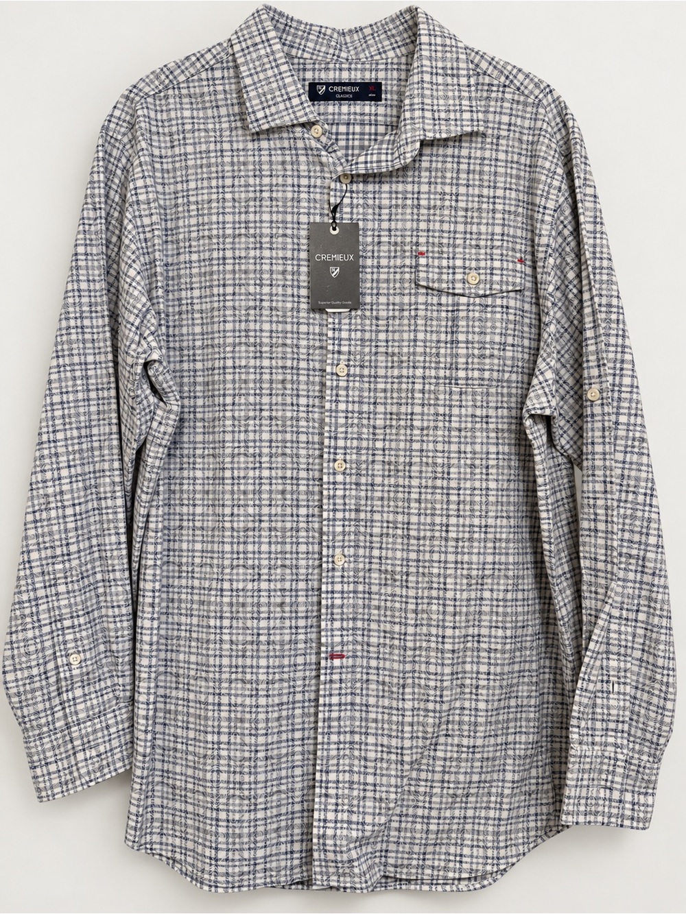 Daniel Cremieux Men's Blue and Gray Micro-Check Button-Down Shirt